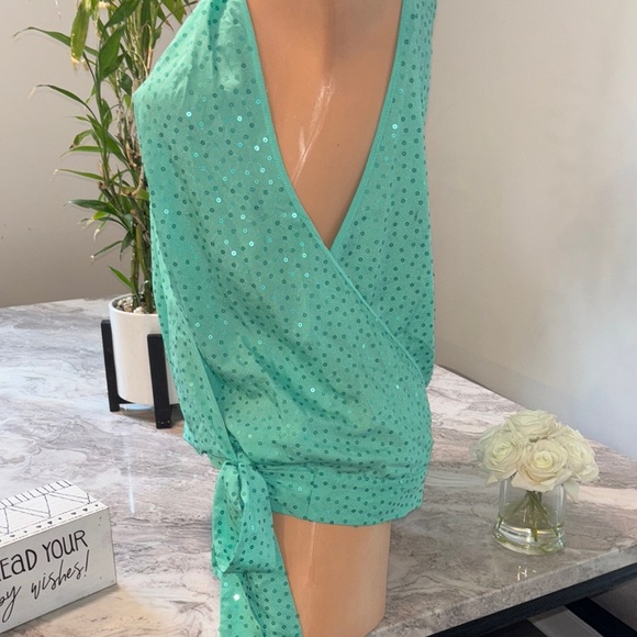 Vintage Arden B Teal Sequin Halter Top - Picture 4 of 9